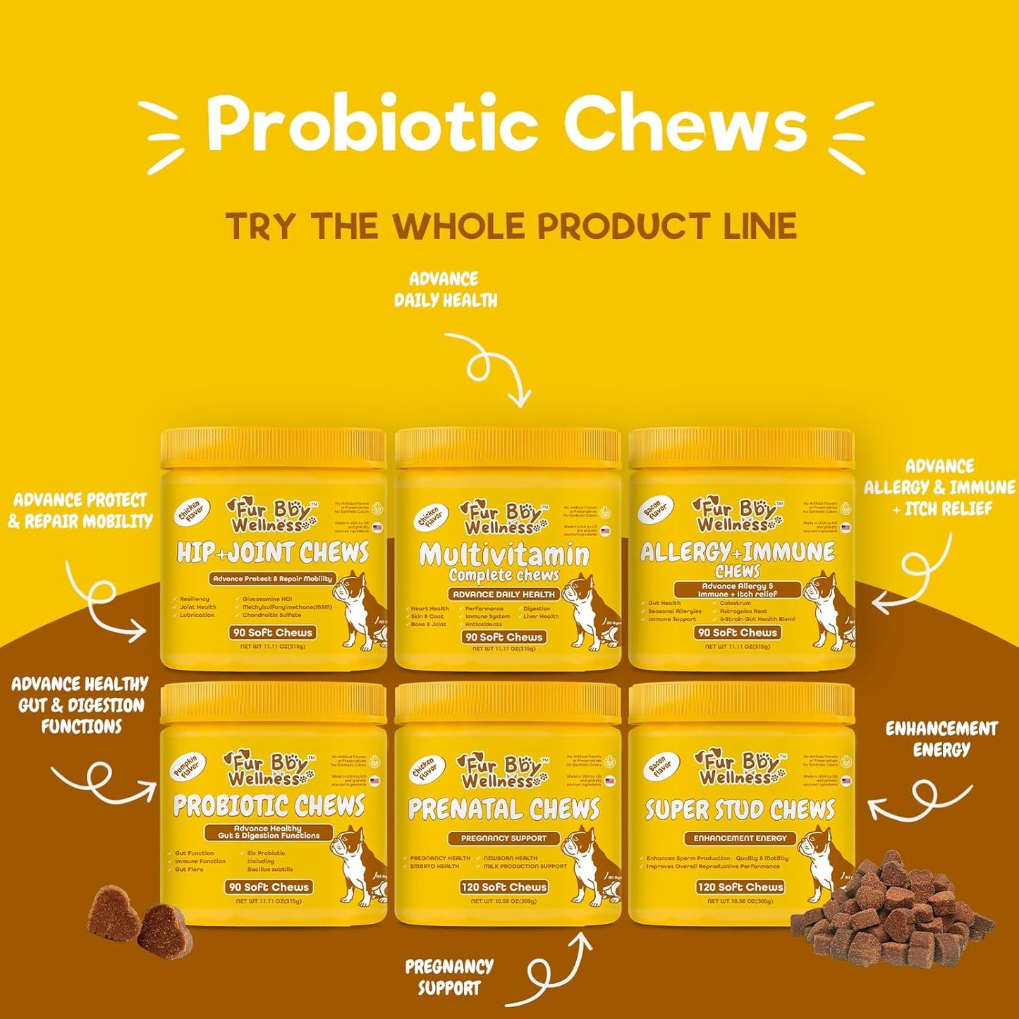 Probiotics for Dogs – Digestive Enzymes, Gut Health & Immune Support – Helps with Diarrhea, Upset Stomach, Seasonal Allergies & Itchy Skin – Vet Approved Pumpkin Flavor Soft Chews, 90 Count