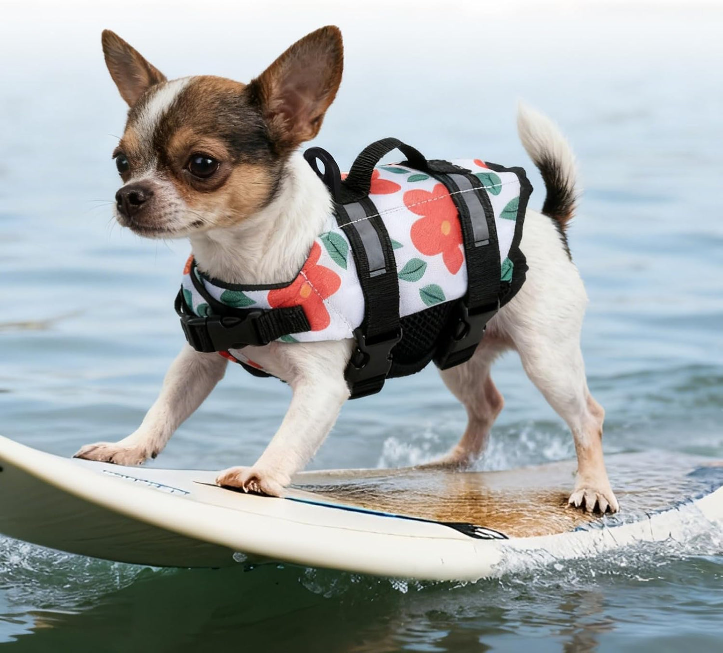 Teacup Dog Life Jacket, XXS Dog Life Jacket, Patterned Surface Elastic Adjustment Puppy Life Jackets for Small Dogs with Safety Pom Buckle, Small Dog & Cat Life Jackets 3-9 Lbs