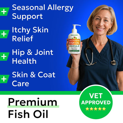 Bark&Spark Fish Oil for Dogs - Natural Omega-3 - Skin & Coat Support - Liquid Food Supplement for Pets - Natural EPA + DHA Fatty Acids for Joint Function, Immune & Heart Health 8oz - Salmon