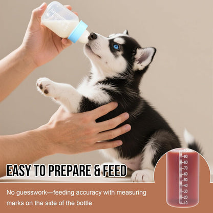 Puppy Kitten Nursing Bottle 5oz - Small Animal Feeding Kit with Nipples | Hand Feeding Supplies for Puppies, Kittens, Rabbits, Ferrets & Newborn Pets
