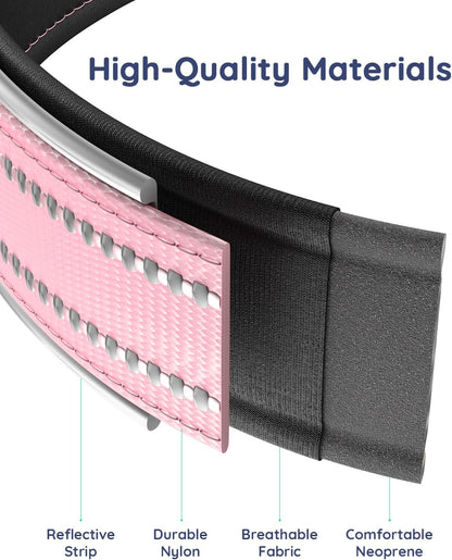 Airtag Dog Collar, IPX8 Waterproof Air Tag Dog Collars Holder | Reflective Ultra-Durable | Soft Padded | Lock Buckle | Heavy Duty | Fit Large Dogs(Pink,L(15"～24"))