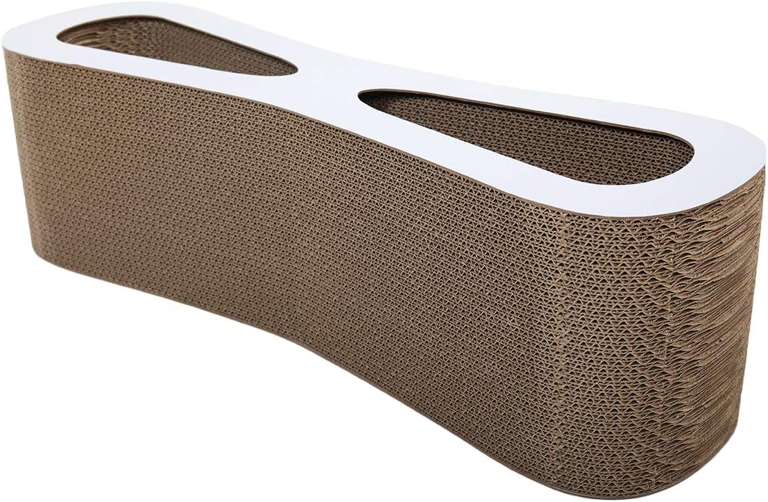 GREAZ Interactive Cat Scratcher Lounge with Catnip, Durable Cardboard Design, Natural Wood Color, Play and Rest