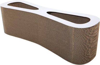 GREAZ Interactive Cat Scratcher Lounge with Catnip, Durable Cardboard Design, Natural Wood Color, Play and Rest