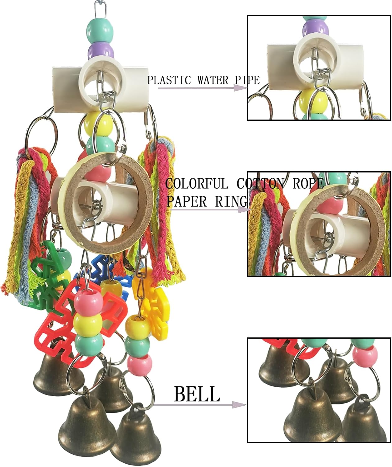 Parrot Toys, Bird Toys, Hanging Interactive chew Toys, Suitable for Small and Medium-Sized Parrots Such as African Grays, Cockatoos, Cokatoos, Amazon Parrots