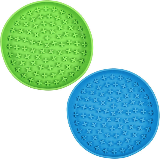 2 Pack Dog Slow Bowls, 7.9 x 1.7 Inch Silicone Medium Dog Slow Feeder Bowl Anxiety Relief Feeder Dogs Lick Mat, Non-Slip Licking Bowl Enrichment Toys, BPA Free, Dishwasher Safe