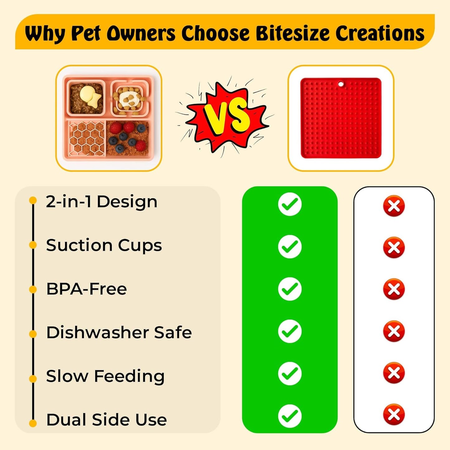 Cat & Dog Lick Mat with Suction Cups - 2-in-1 Silicone Lick Pad & Puzzle Feeder - Pet Food Mat for Anxiety Relief & Boredom - BPA-Free & Dishwasher Safe - Rose