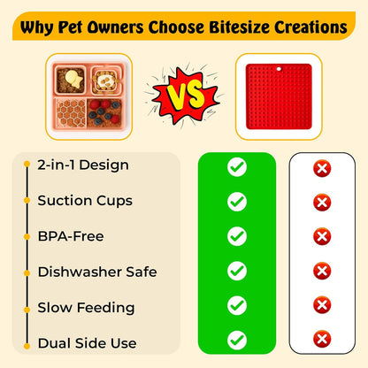 Cat & Dog Lick Mat with Suction Cups - 2-in-1 Silicone Lick Pad & Puzzle Feeder - Pet Food Mat for Anxiety Relief & Boredom - BPA-Free & Dishwasher Safe - Rose