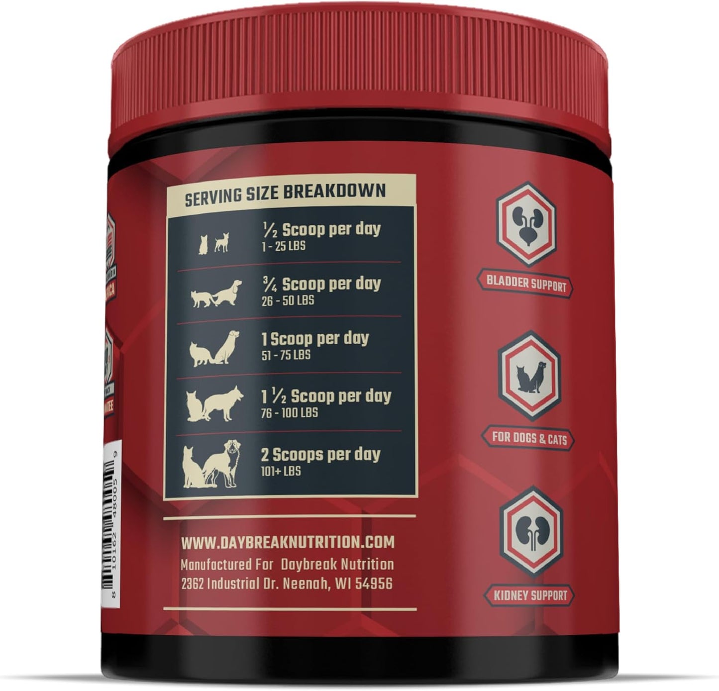 Bladder and Kidney Relief for Dogs & Cats by Daybreak Nutrition | Powder Cranberry Supplement for Dogs and Cat for UTI Treatment & Urinary Support | Dog & Cat Urinary Tract Infection Remedy Supplement