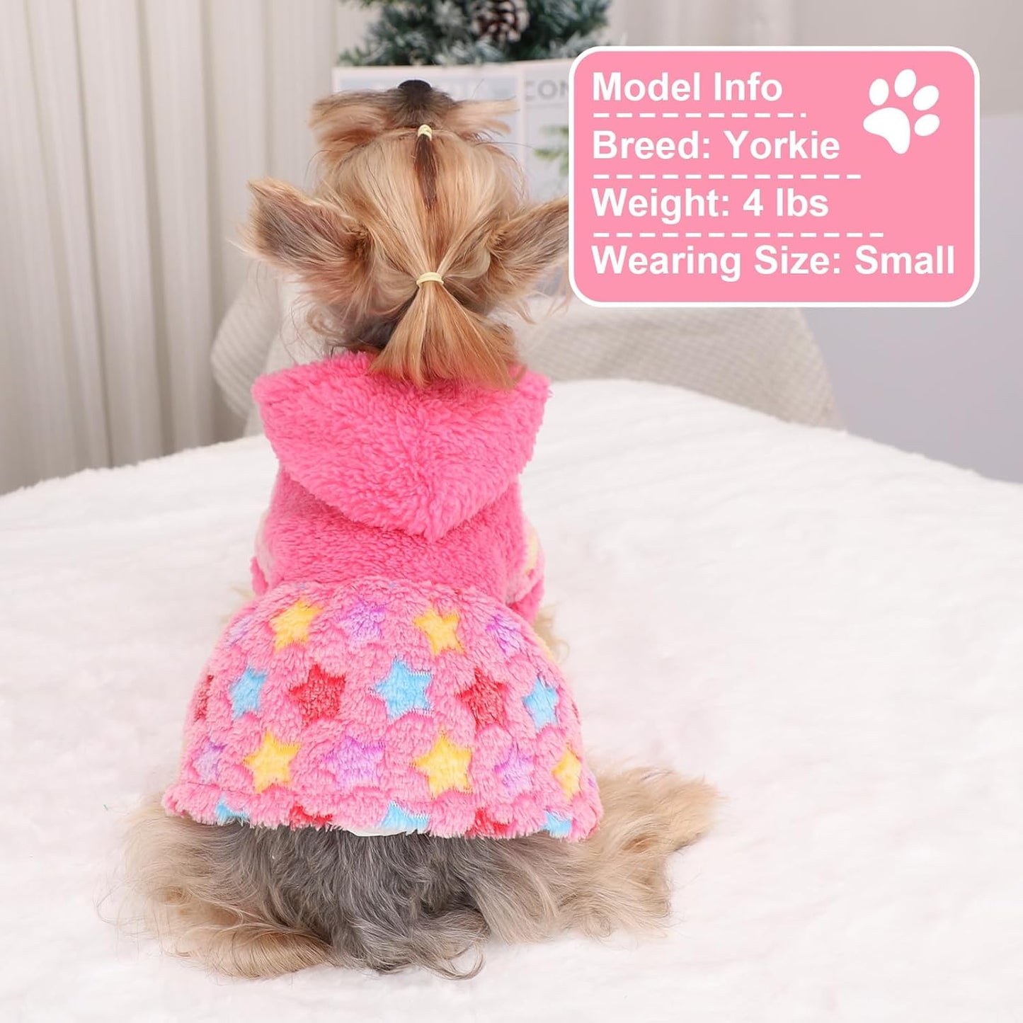 Yikeyo Dog Sweater Dress for Small Dogs Girl Boy, Cute Warm Fleece Dog Hooded Sweaters, Soft Puppy Clothes,Extra Warm Fall Winter Pet Clothes Birthday Dresses Holiday Outfits(Rose Pink,M)