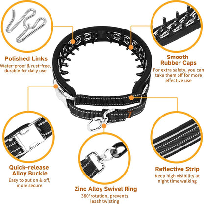 Mayerzon Martingale No Pull Collar for Medium Large Dogs, Walking Training Collar for Dogs German Shepherd Boxer Rottweiler That Pull, Reflective, with 360° Swivel Ring and Release Buckle(M, Black)