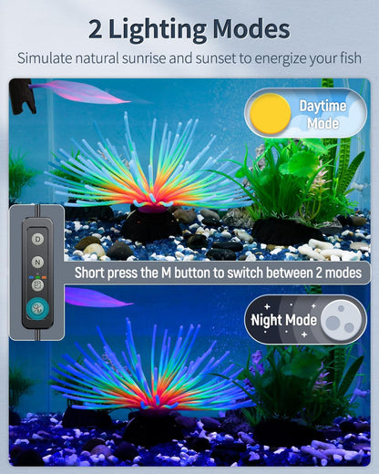 Pawfly 18 W Aquarium LED Light for 24 to 30 Inch Extendable Fish Tank Light with Full Spectrum Brilliant White Blue Red Lights with Daytime & Night Modes Timer Auto On/Off Adjustable Brightness