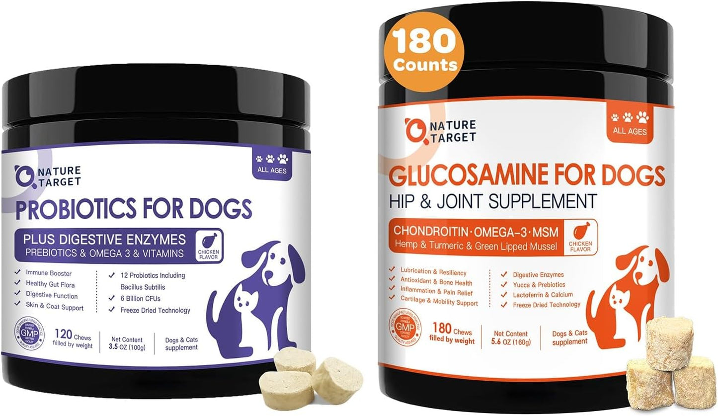 Probiotics for Dogs & Glucosamine for Dogs 180 Counts