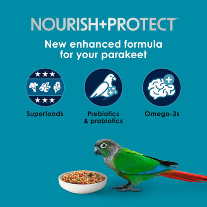 Kaytee Forti-Diet Pro Health Nourish+Protect Parakeet Food, Comprehensive Nutrition Backed by Science, Digestive Health, Immune Support, 2 pounds