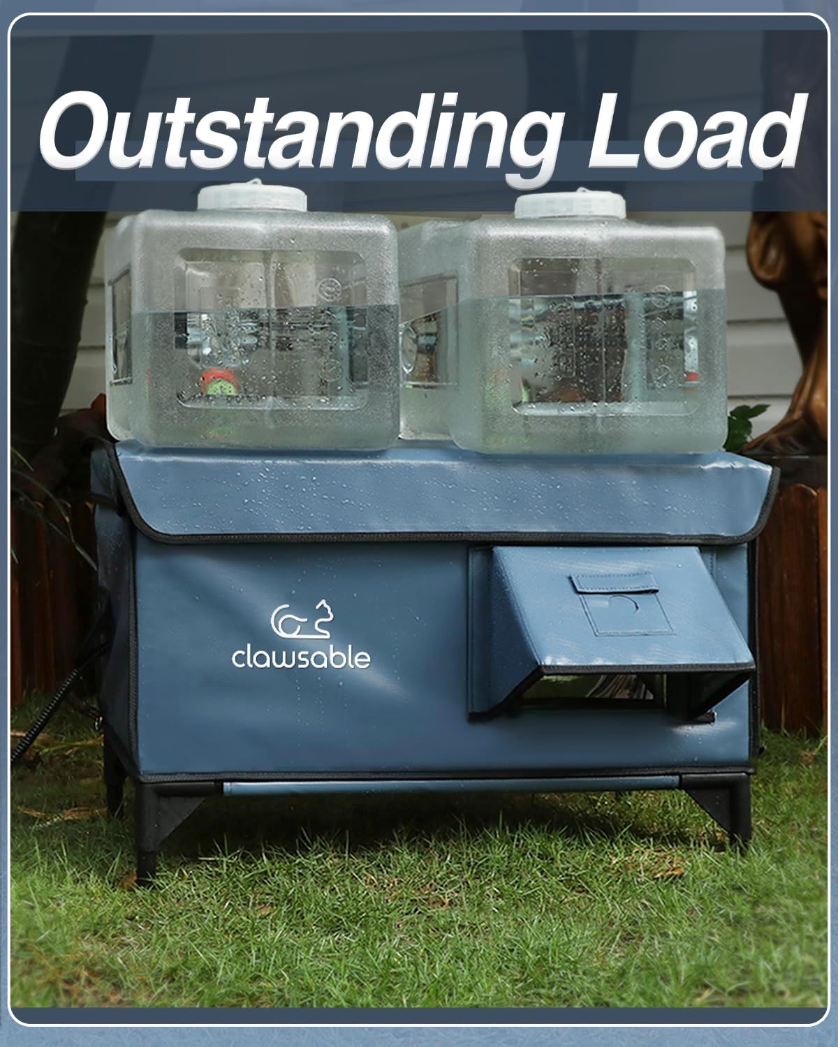 Heated Cat House for Outside Foam Board, Extremely Insulated Outdoor Cat House Escape Door, Weatherproof & Waterproof Awning, Elevated Feral Animal Shelter for Winter