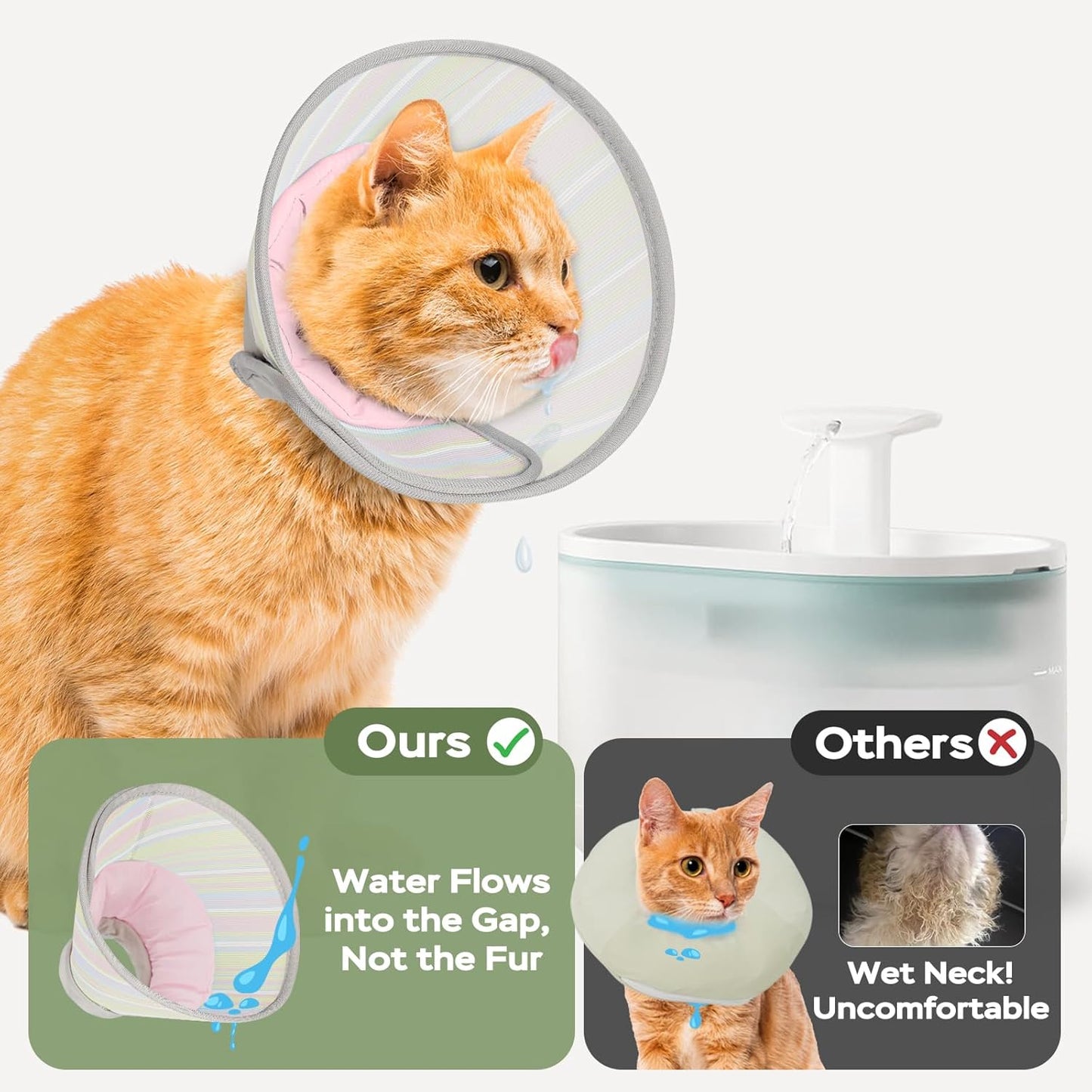 Cat Cone Collar Soft: Comfortable Mesh Recovery Cone After Surgery to Stop Licking and Scratch, Alternative to Plastic Elizabeth Head/Neck Cone for Large Cats and Small Dogs
