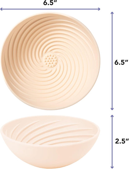 Awoo Wobbowl - Silicone Dog Lick Mat and Slow Feeder Bowl - Dishwasher Safe Pet Dish - Extends Mealtime for Fast Eaters & Reduces Anxiety - for Wet & Dry Food (Almond)