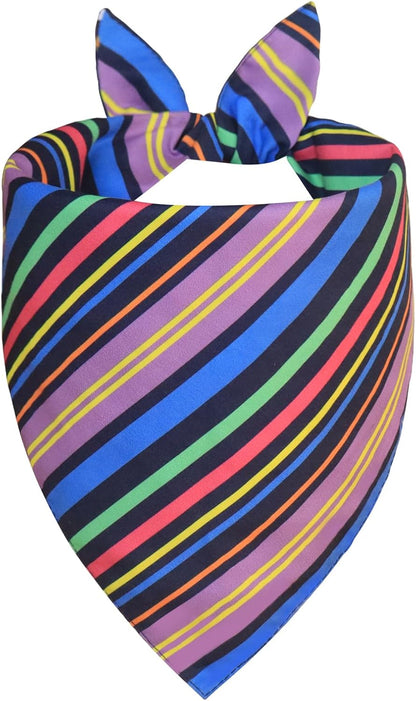 Easter Dog Bandana, Reversible Navy Bunny & Pastel Stripes for Large to X-Large Dogs, Cute Costume Accessory for Spring Gift