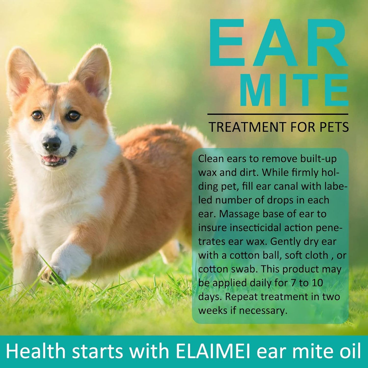 Ear Mite Treatment for Dogs and Cats, Relief for Dogs and Cats Suffering from Ear Mites, Pets Ear Cleaning Drops with Soothing Aloe for Dog & Cats Yeast Infection (1)