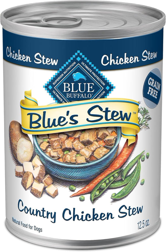 Blue Buffalo Blue's Stew Grain Free Natural Adult Wet Dog Food, Chicken Stew 12.5 oz cans (Pack of 12)