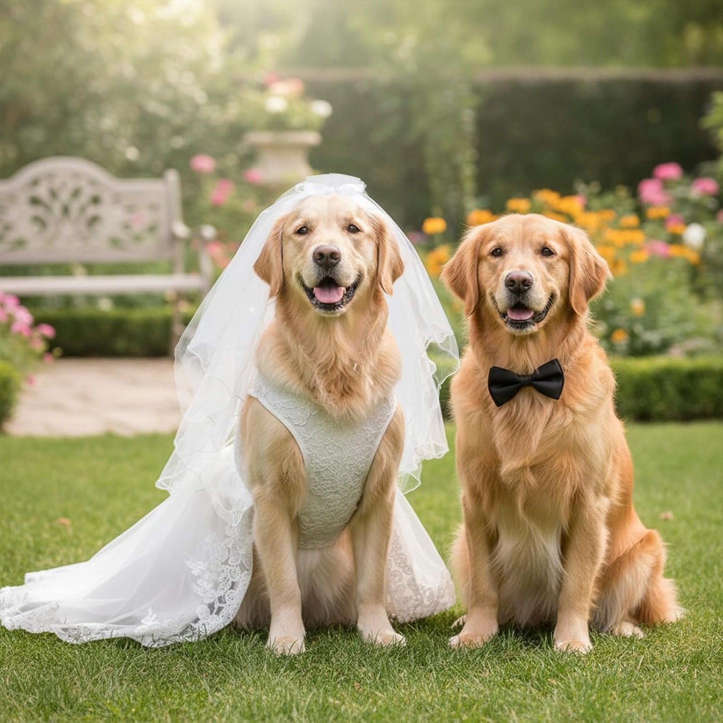 Dog Bow Bride Veil, Pet Wedding Veil with Clip White Dogs Veils Dress Handmade Two-Layer Dogs Headwear Wedding Outfit Hair Accessories for Birthday Weddings Party Decorations