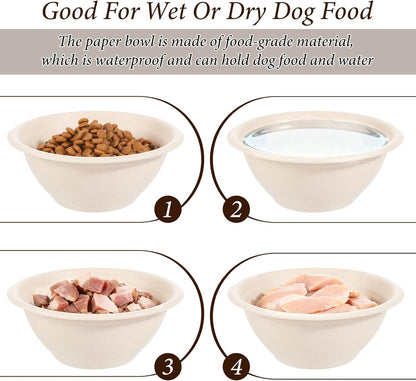 SHENLIU 200 Pcs Disposable Pet Bowls Bulk 8 Oz, Disposable Dogs Cat Food Travel Bowls Paper Puppy Cat Food Dish Safe Container for Outdoor Small Animal Feeding and Watering Supplies