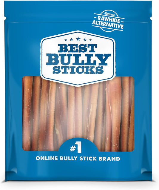 Best Bully Sticks 6 Inch Odor-Free Bully Sticks - 20 Count (Pack of 1) - Bulk Bag, Odorless Natural Grass-Fed Beef, Easily Digestible, No Grain or Rawhide, Ideal for Big Breeds