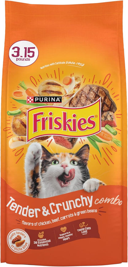 Purina Friskies Tender and Crunch'd With Flavors of Chicken, Beef, Carrots and Green Beans - (Pack of 4) 3.15 lb. Bags