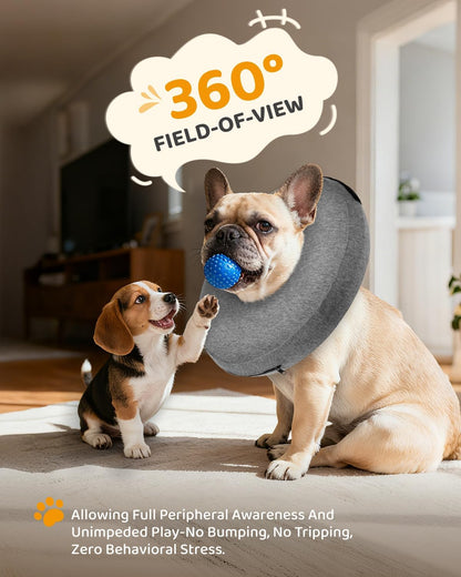 MIDOG Inflatable Dog Cone Collar – Soft Dog Cone Alternative After Surgery, Comfortable Recovery Neck Donut ECollar for Small Medium & Large Dogs and Cats to Stop Licking & Vision-Friendly (Grey,XL)