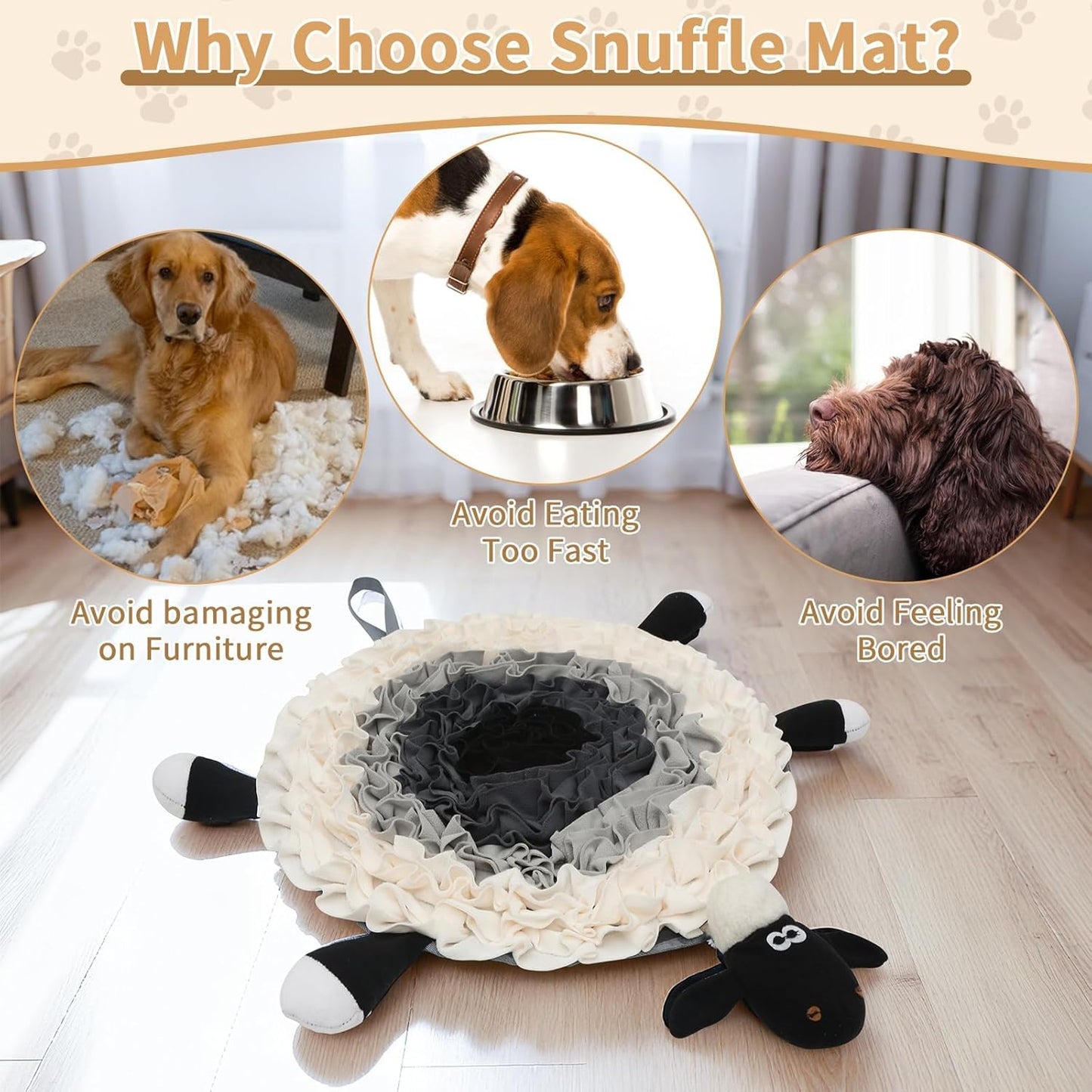 Snuffle Mat for Dogs - Interactive Feeding & Smell Training Toy, Puzzle Slow Feeder for Large, Medium & Small Dogs, Keeps Them Busy, Fun Treat Dispenser & Enrichment Toy