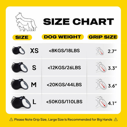 Fida Retractable Dog Leash, 16 ft Dog Walking Leash for Small Dogs up to 26 lbs, 360° Tangle Free, Black