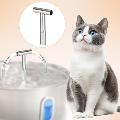 Cat Water Fountain Spout, Stainless Steel T-Shaped Kitty Drinking Fountain Accessories for Cats and Dogs Compatible with 3.2L/108oz Pet Water Dispenser