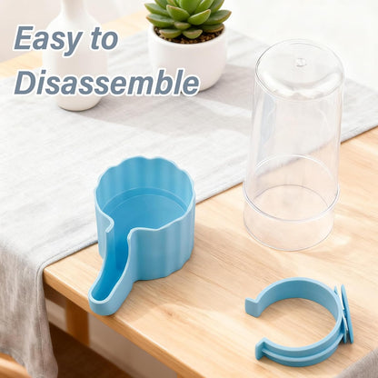 Small Animal Water Bottle No Drip, 8.29 Oz Transparent Auto-Add Food & Water Bottle for Hamster, Small Chicken, Parrot, Quail, Bird Water Dispenser for Wire or Acrylic Cage (Blue)