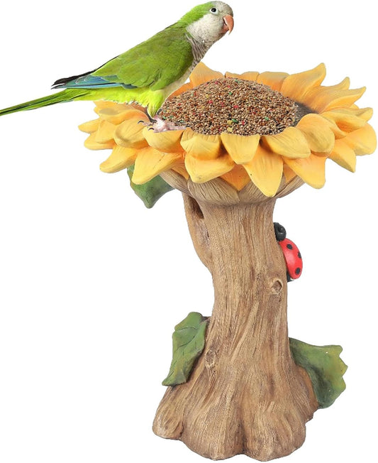 Sunflower Polyresin Bird Bath, Sunflower Resin Bird Bath | Outdoor Sunflower Resin Bird Bath with Ladybird Detail,Wild Bird Feeder