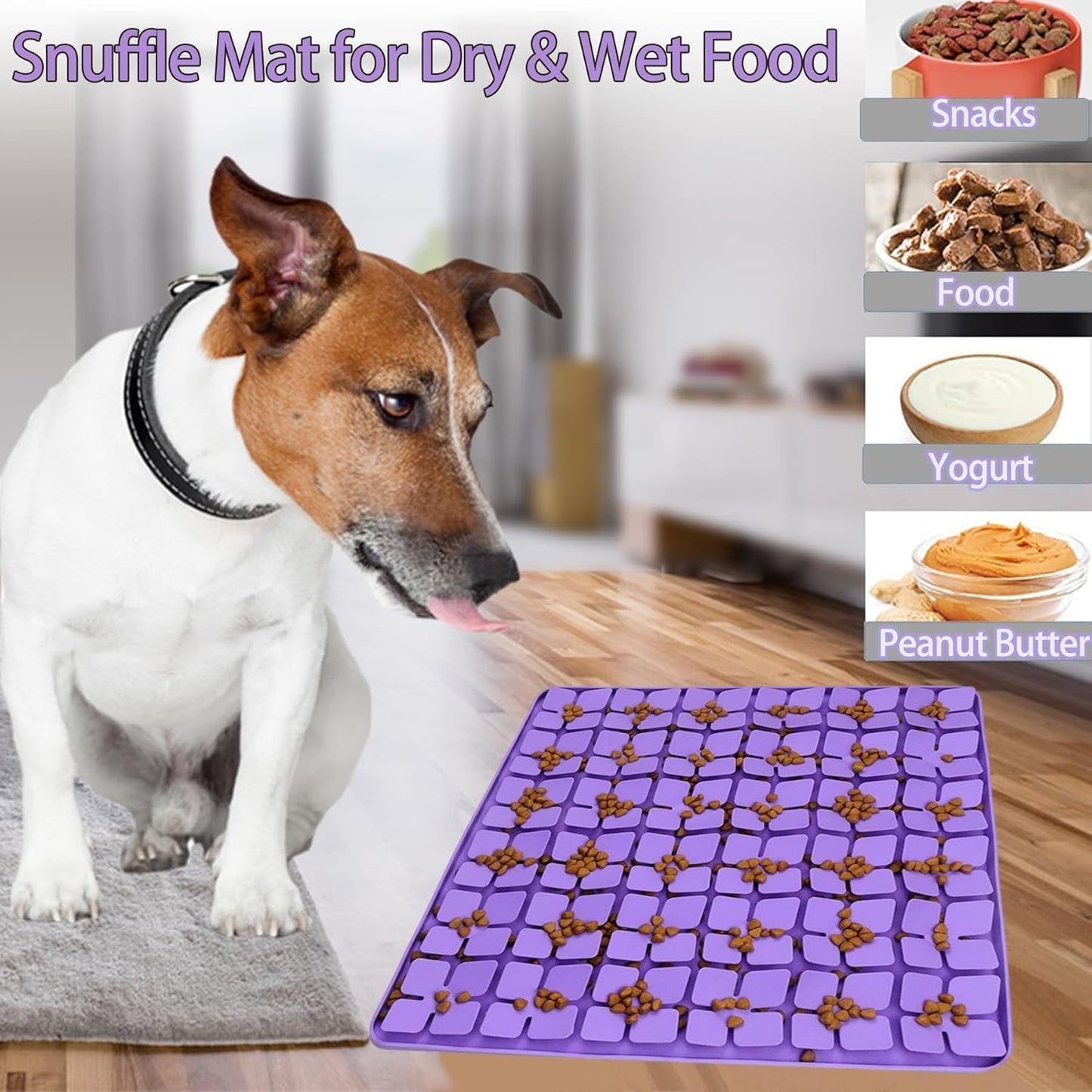 Dog Lick Mat & Snuffle Mat for Dogs – Slow Feeder Licking Mat with Suction Cups, Dog Enrichment Toys for Anxiety Relief, Training Smell & Natural Foraging, Slow Eating for Large Breed（Large Silicone ）
