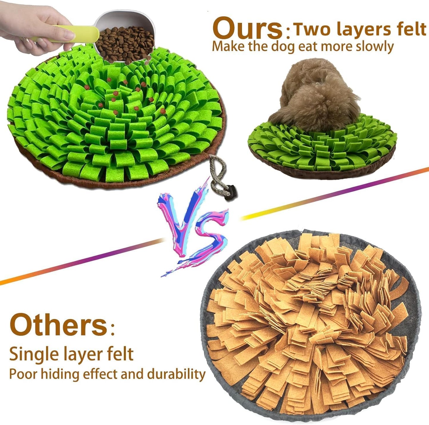 Pet Snuffle Mat for Dogs,Interactive Feed Puzzle for Boredom,Encourages Natural Foraging Skills for Cats Rabbits Dogs Bowl, Dog Treat Dispenser Indoor Outdoor Stress Relief,Travel Portable and Compact