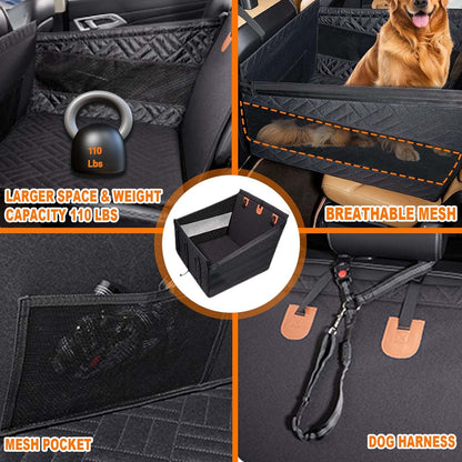 Dog Car Seat for Large Medium Dogs with Seat Belt, Waterproof Dog Car Seat, Pet Bed for Cars Hammock with Storage Pocket(Grey)