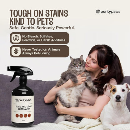 Pet Stain & Odour Remover – Fast-Acting Enzyme Cleaner for Dog & Cat Urine, Feces & Vomit – Pet Safe Odor Eliminator for Carpet, Upholstery, Car, Bedding, Tiles – Puppy Essentials – 500ml