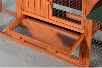 Large Wooden Rabbit Hutch Wood Green Fir Wood Construction Outdoor Lawn, Porch Weather-Resistant Design