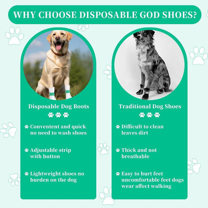 40 Disposable Dog Paw Protectors Adjustable Velcro Socks for Small Medium Large Dogs Indoor Outdoor Walking Footmuffs (S (5-16 lb) 40)