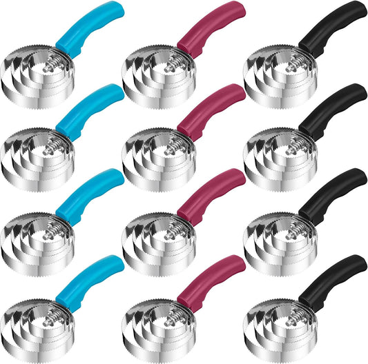 Yaomiao 12 Pack Reversible Curry Combs, 4 Rings Curry Comb, Metal Horse Brush Stainless Steel Horse Brush Scraper with Comfortable Grip for Cow Sheep Pet, 3 Colors