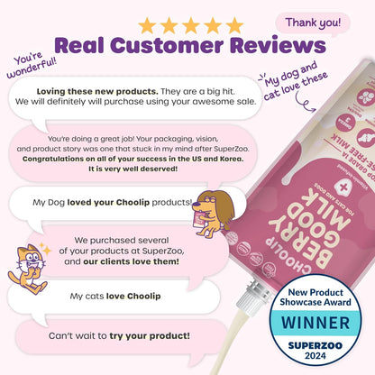 Choolip Berry Good Milk – 10-Pack Lactose-Free Vitamin Milk for Cats & Dogs | Vet-Formulated Pet Drink Supporting Urinary, Joint & Digestive Health | Grain-Free, Ready to Serve