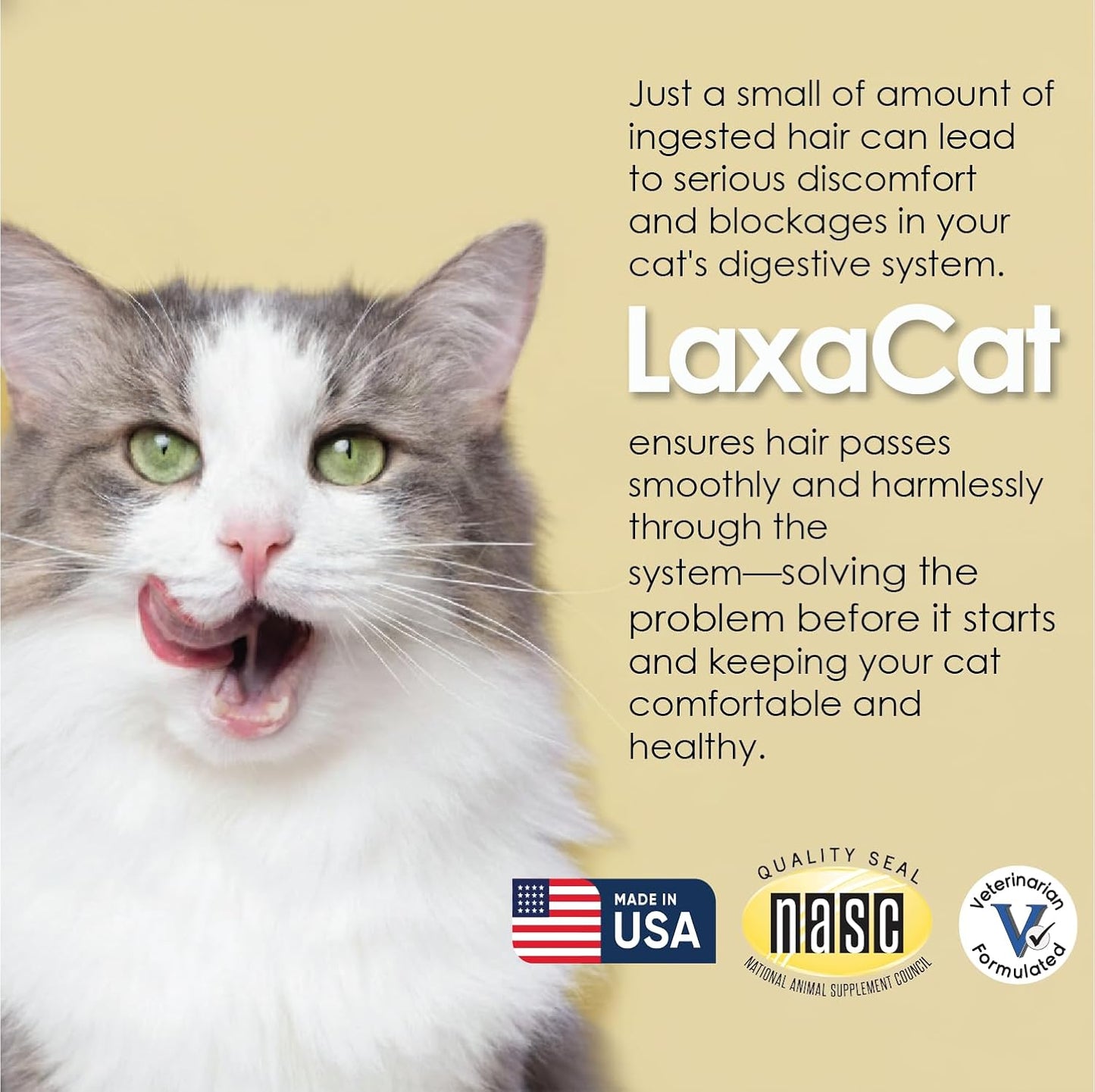 Hairball Gel for Cats 5 oz Petroleum Free Cat Hairball Paste for Furball Control, Constipation Relief and Digestive Support, Easy Lick Salmon Flavor Hairball Treatment for Daily Use, Made in USA