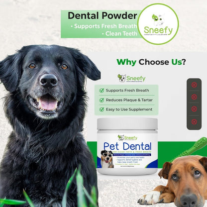 Dog Dental Care Powder - Natural Dog Teeth Cleaning & Breath Freshener | Herbal Blend + Probiotics Lab Tested Oral Care Formula for Fresh Breath & Clean Teeth | Oral Health Supplement (60 Servings)