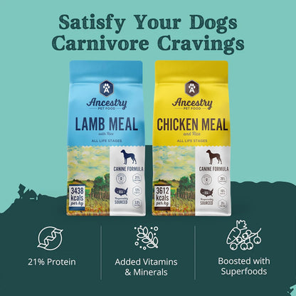 Health Extension Ancestry Dog Food Bundle - Lamb Meal & Brown Rice and Chicken Meal & Brown Rice Formula (4 lbs Each) – Wholesome Grains, Dry Dog Food for Optimal Nutrition
