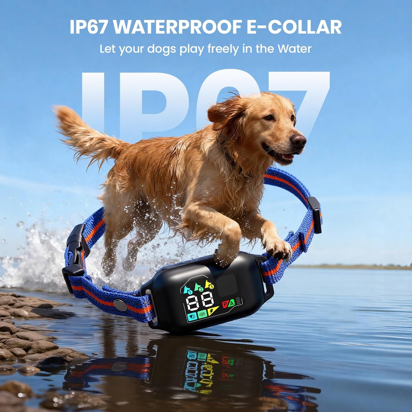 2-in-1 Dog Shock Collar and Bark Collar with Remote Control, Dog Training Collar Remote 3300FT, IP67 Waterproof, Dog Shock Collar for Large Medium Small Size Dog, Dog Bark Collar with Flashing Light