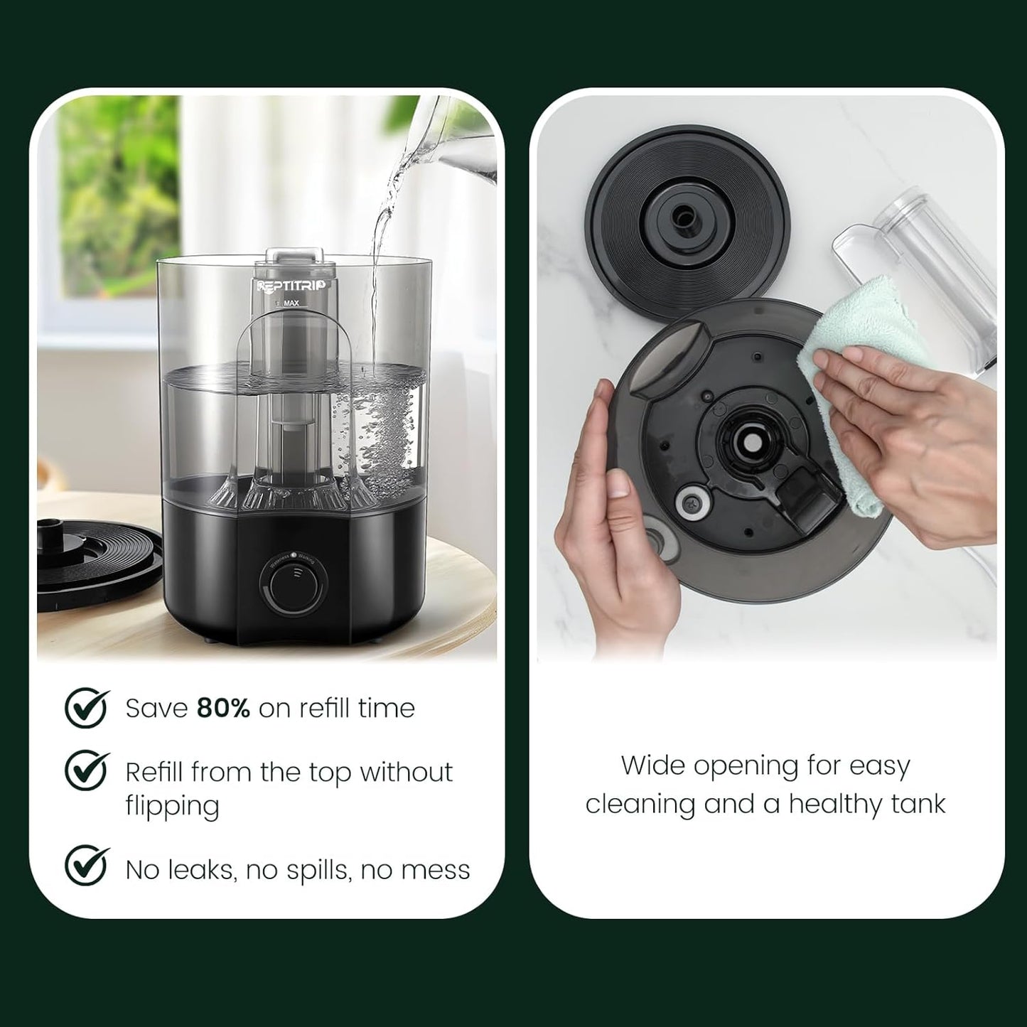 1 Gallon Reptile Humidifier Fogger for Terrariums, Adjustable Fog Volume, Ideal for Bearded Dragons, Lizards, Geckos, Snakes, Tortoises, Amphibians Humidity Increasing