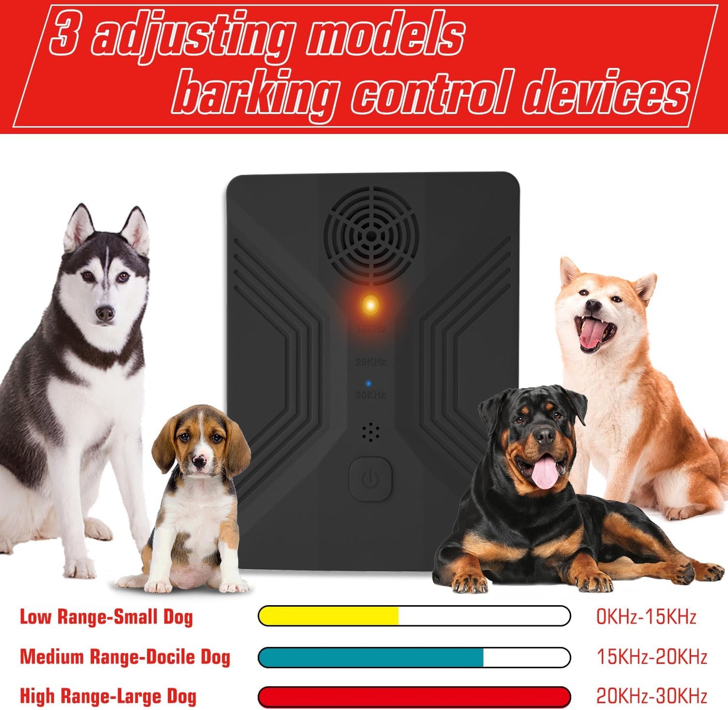 Anti Barking Devices, Anti Barking Device for Dogs Long Range 50ft, Barking Control Devices for Dog Training in Outdoor, 3 Modes Ultrasonic Bark Box, Dog Bark Deterrent Devices, Dog Barking Silencer