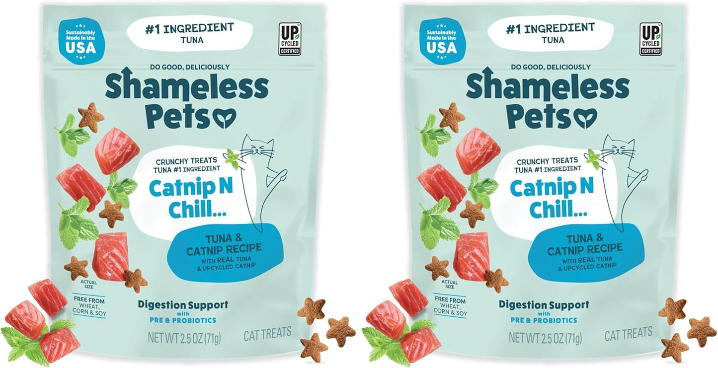 Shameless Pets Crunchy Cat Treats - Catnip Treats for Cats with Digestive Support, Kitten Treats with Real Ingredients, Natural & Healthy Flavored Feline Snacks - Fintastic Catnip, 1-Pk (Pack of 2)