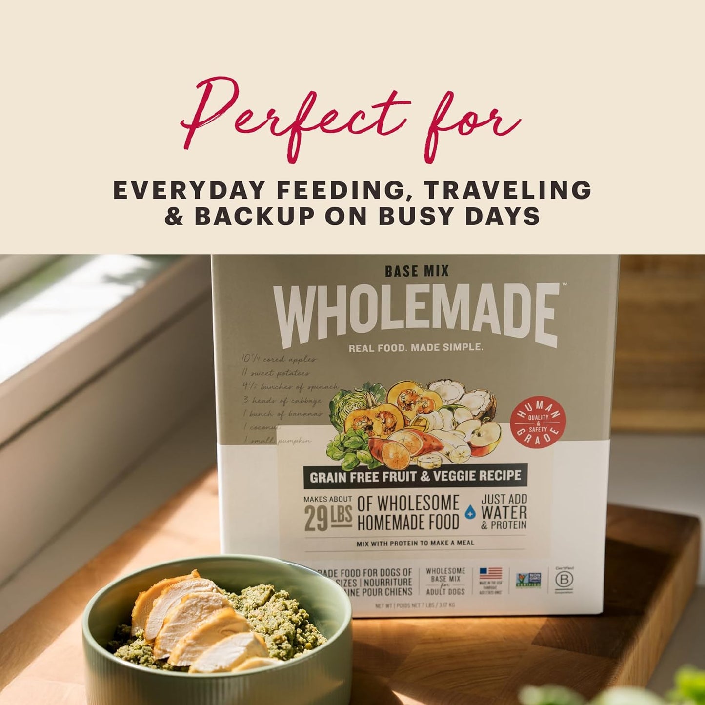 The Honest Kitchen Wholemade™ Dehydrated Grain Free Fruit & Veggie Base Mix Dog Food (Just Add Protein), 3 lb Box