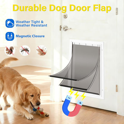 2PACK Large Pet Door Replacement Flap with Screws, Compatible with PetSafe Freedom PAC11-11039 10 1/8" X 16 7/8" (Smoky Translucent)